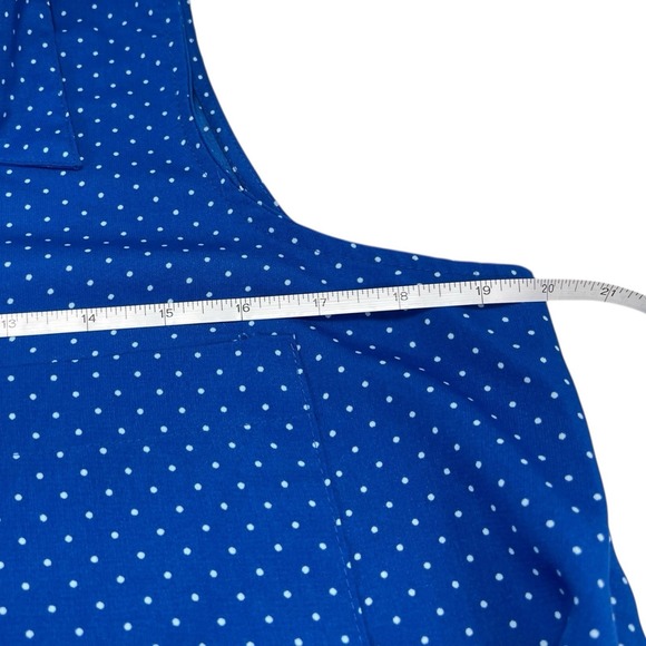 Notations Petite Large Sleeveless Blouse Blue White Polka Dot Collared Tank - Picture 4 of 7